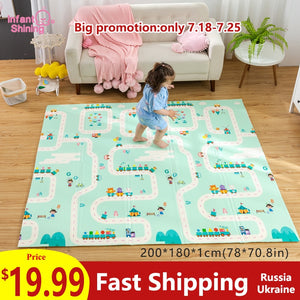 180X200CM Baby Mat 1CM Thickness Cartoon XPE Kid Play Mat Foldable Anti-skid Carpet Children Game Mat