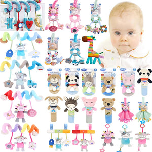 40 Types Plush Infant Toys Baby Crib Bed Spiral Rattle Animal Handbells Rattles Handle Toys Stroller Hanging Teether Baby Toys